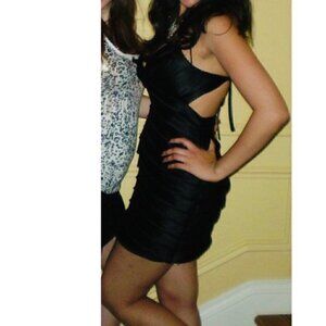 Forever 21 Dress S Tier V-Neck Backless Black Fray